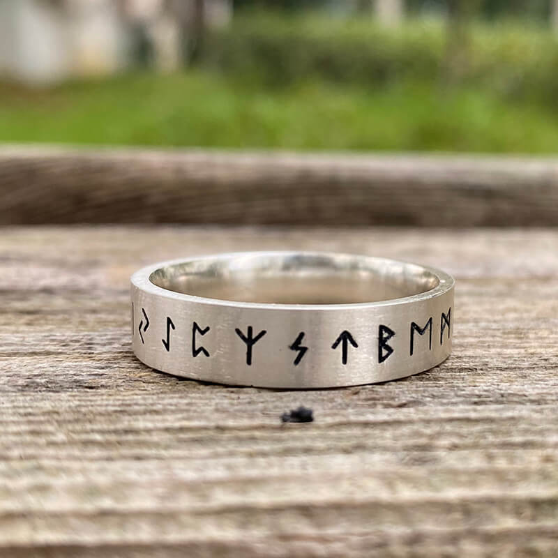 Vintage Viking Runes Sterling Silver Ring