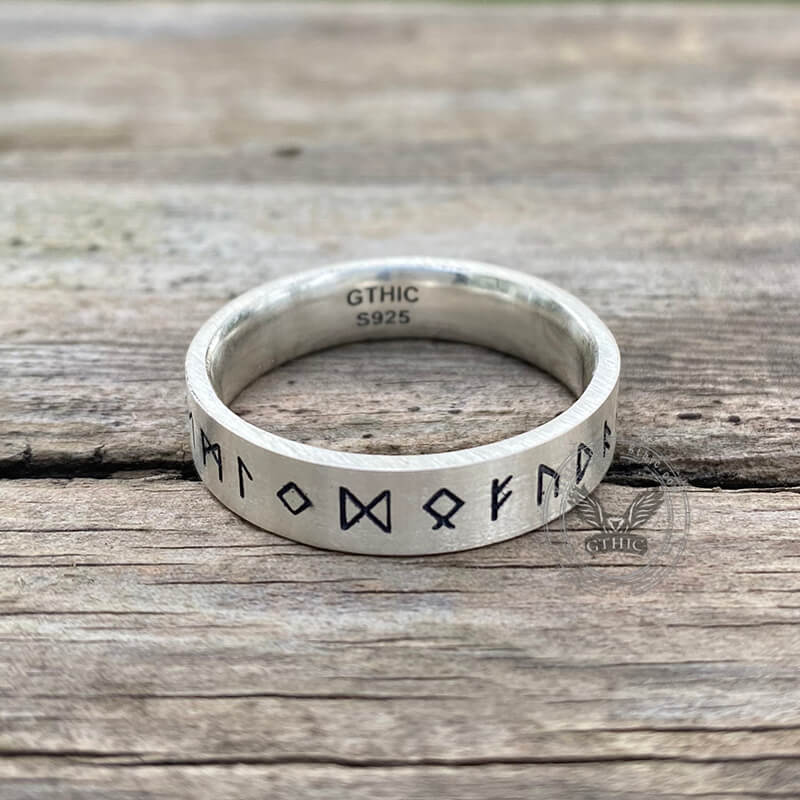 Vintage Viking Runes Sterling Silver Ring