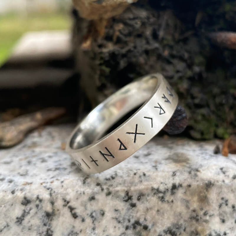 Vintage Viking Runes Sterling Silver Ring