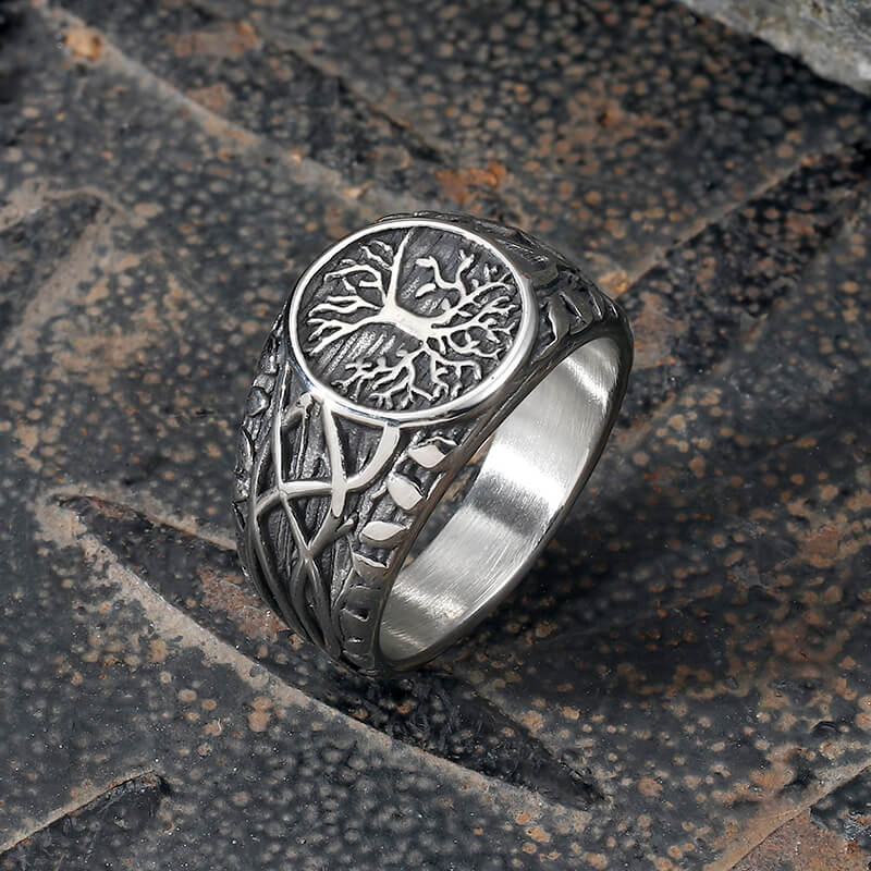 Vintage Viking Tree of Life Vine Stainless Steel Ring | Gthic.com