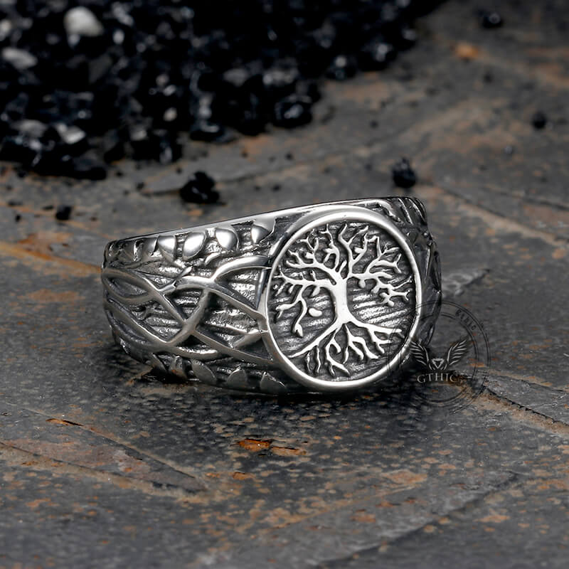 Vintage Viking Tree of Life Vine Stainless Steel Ring | Gthic.com