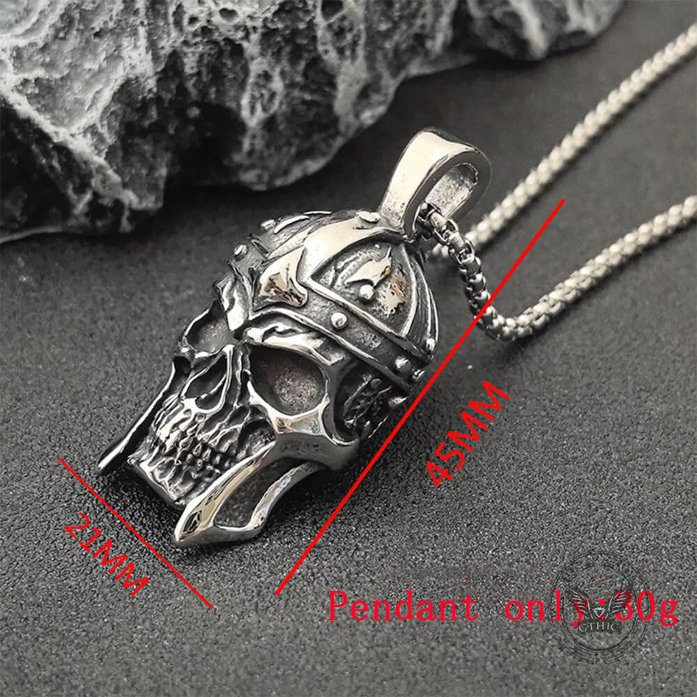 Vintage Viking Warrior Helmet Stainless Steel Skull Pendant