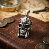 Vintage Viking Warrior Helmet Stainless Steel Skull Pendant | Gthic.com