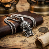 Vintage Viking Warrior Helmet Stainless Steel Skull Pendant | Gthic.com