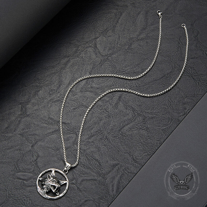 Vintage Viking Wolf Head Stainless Steel Pendant