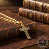 Vintage Vine Cross Stainless Steel Pendant