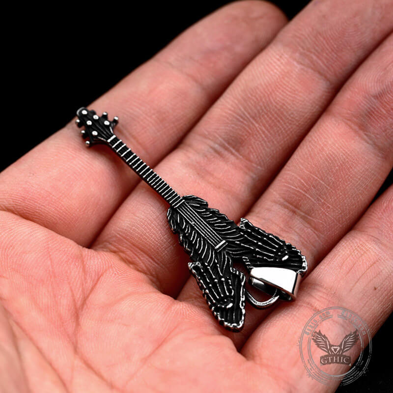 Vintage Rock Guitar Stainless Steel Pendant