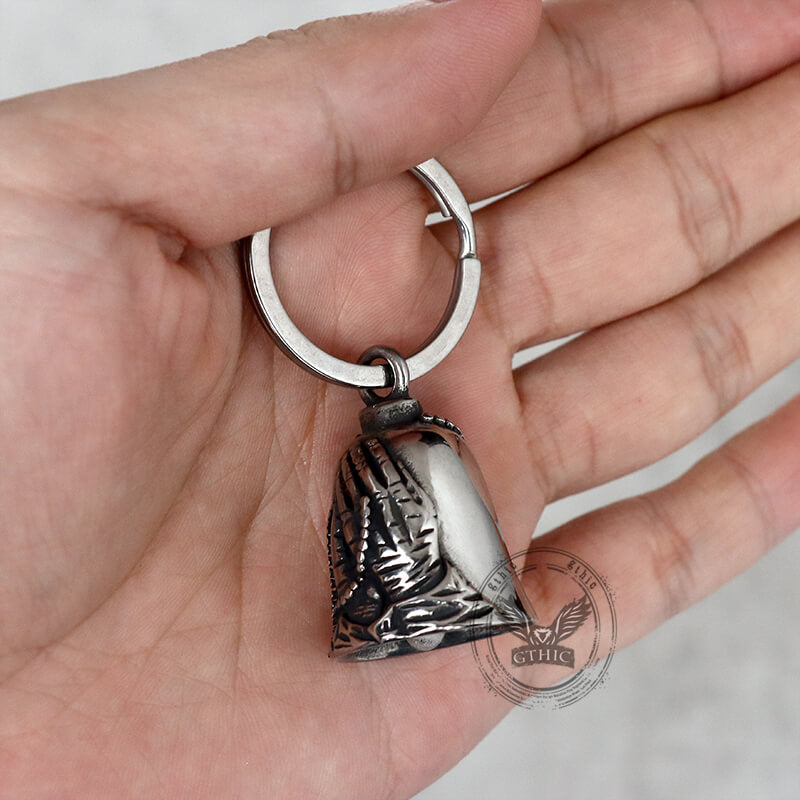Vintage Virgin Mary Guardian Bell Stainless Steel Keychain