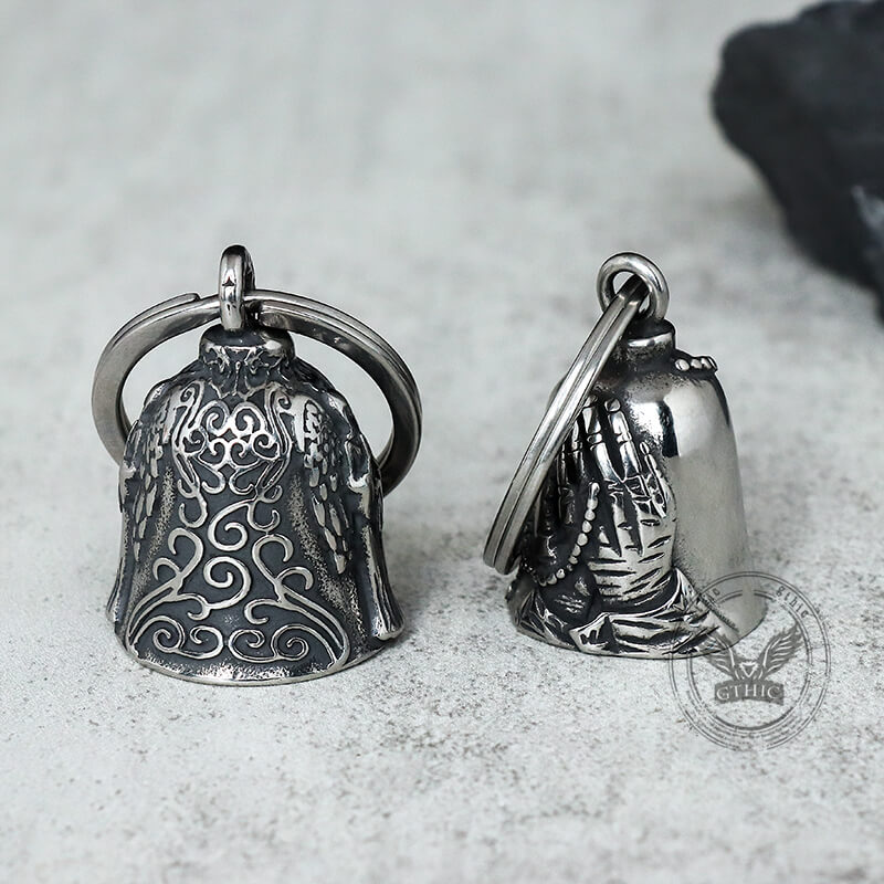 Vintage Virgin Mary Guardian Bell Stainless Steel Keychain