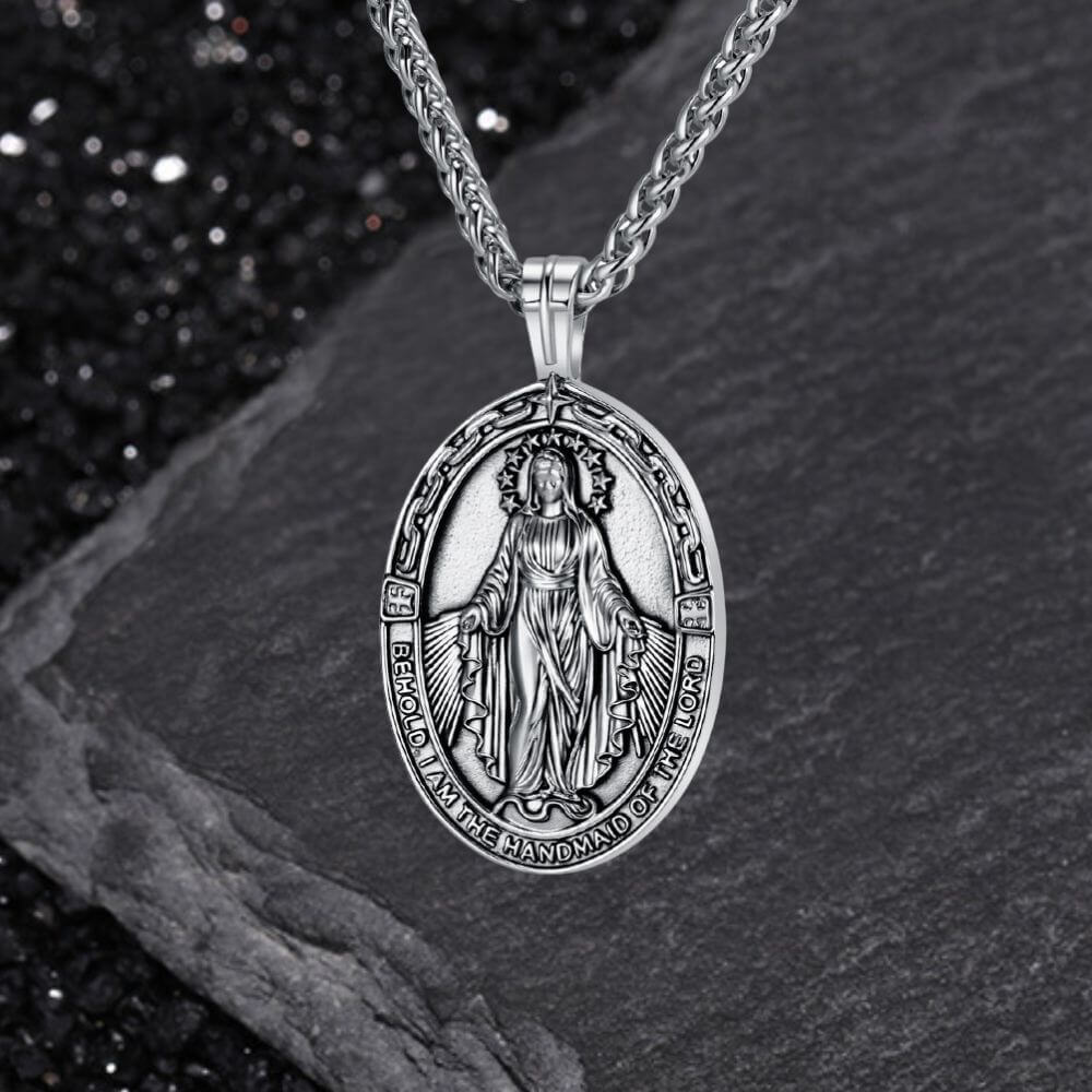 Vintage Virgin Mary Stainless Steel Religion Pendant