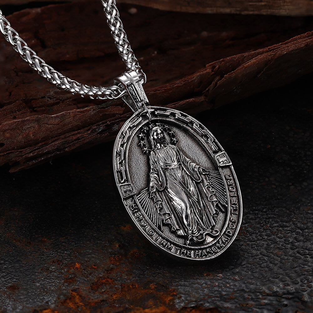 Vintage Virgin Mary Stainless Steel Religion Pendant | Gthic.com