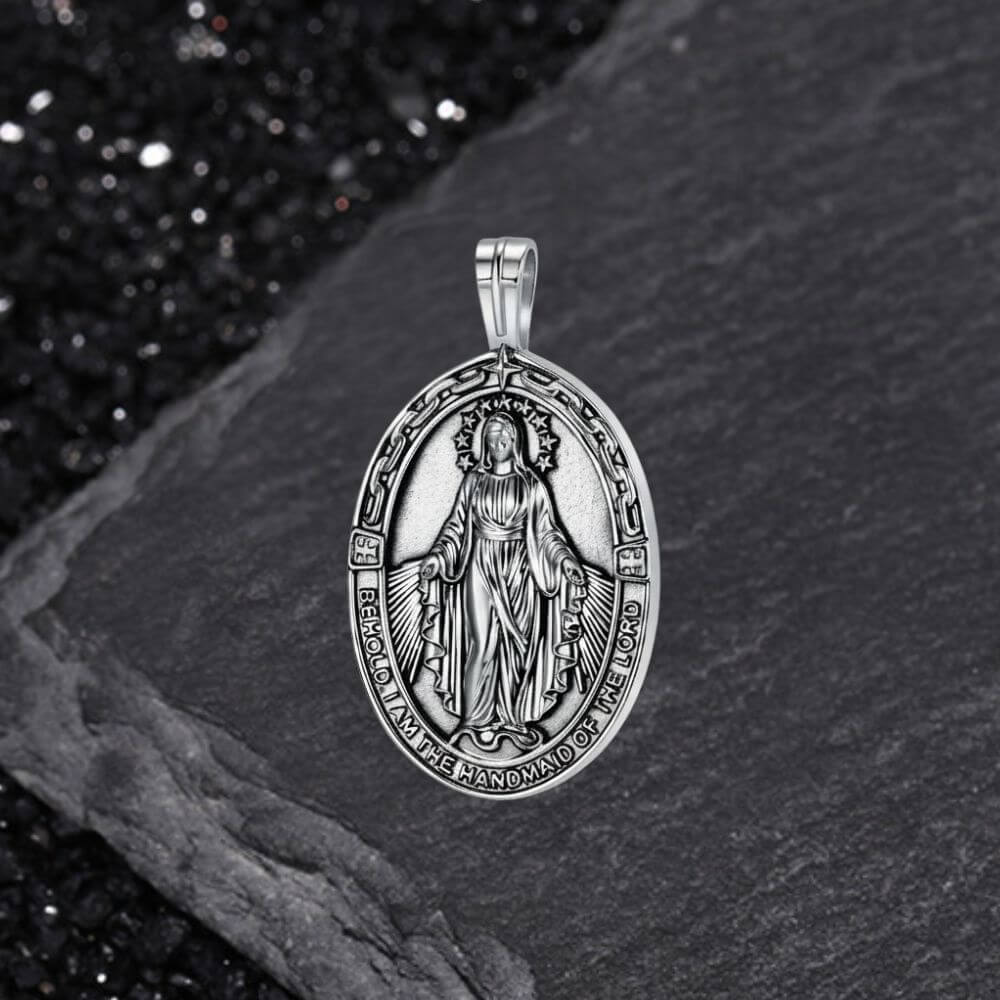 Vintage Virgin Mary Stainless Steel Religion Pendant