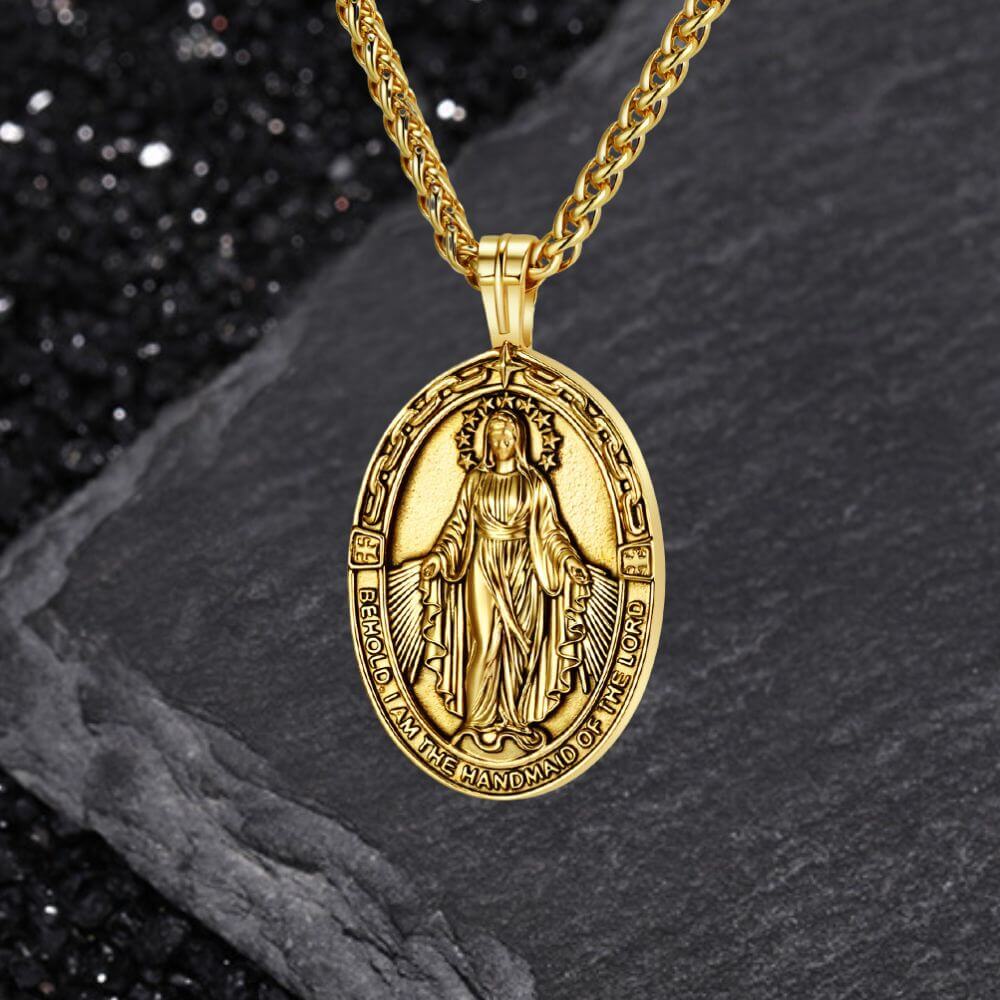 Vintage Virgin Mary Stainless Steel Religion Pendant