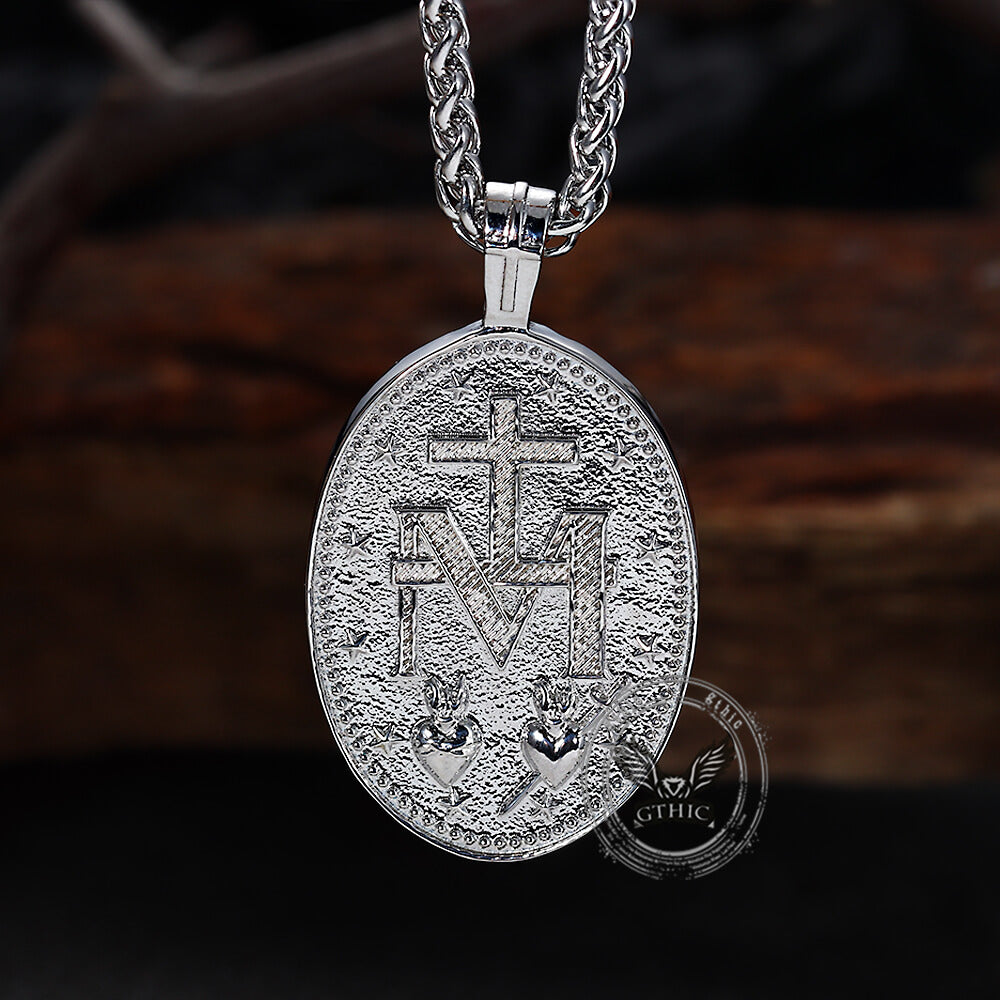 Vintage Virgin Mary Stainless Steel Religion Pendant