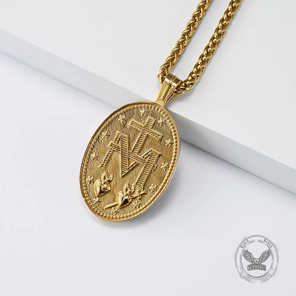 Vintage Virgin Mary Stainless Steel Religion Pendant