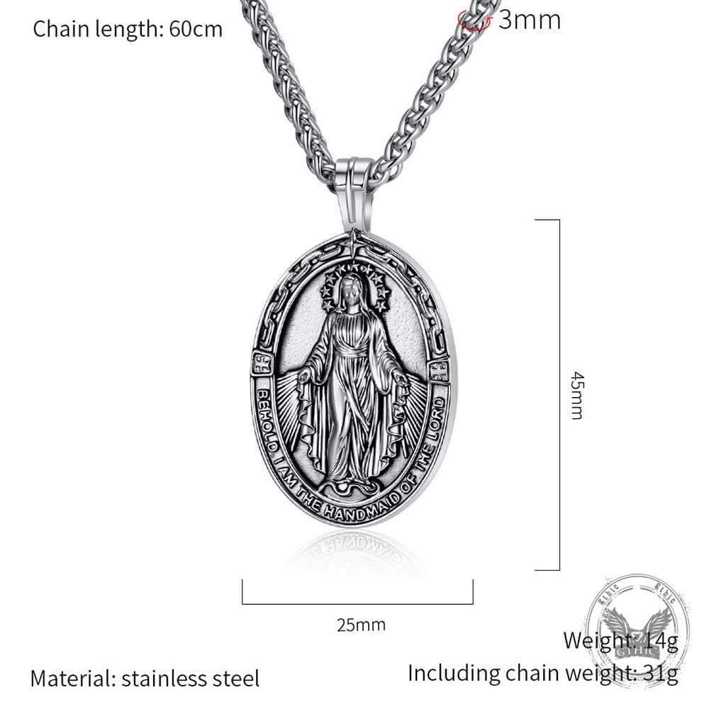 Vintage Virgin Mary Stainless Steel Religion Pendant