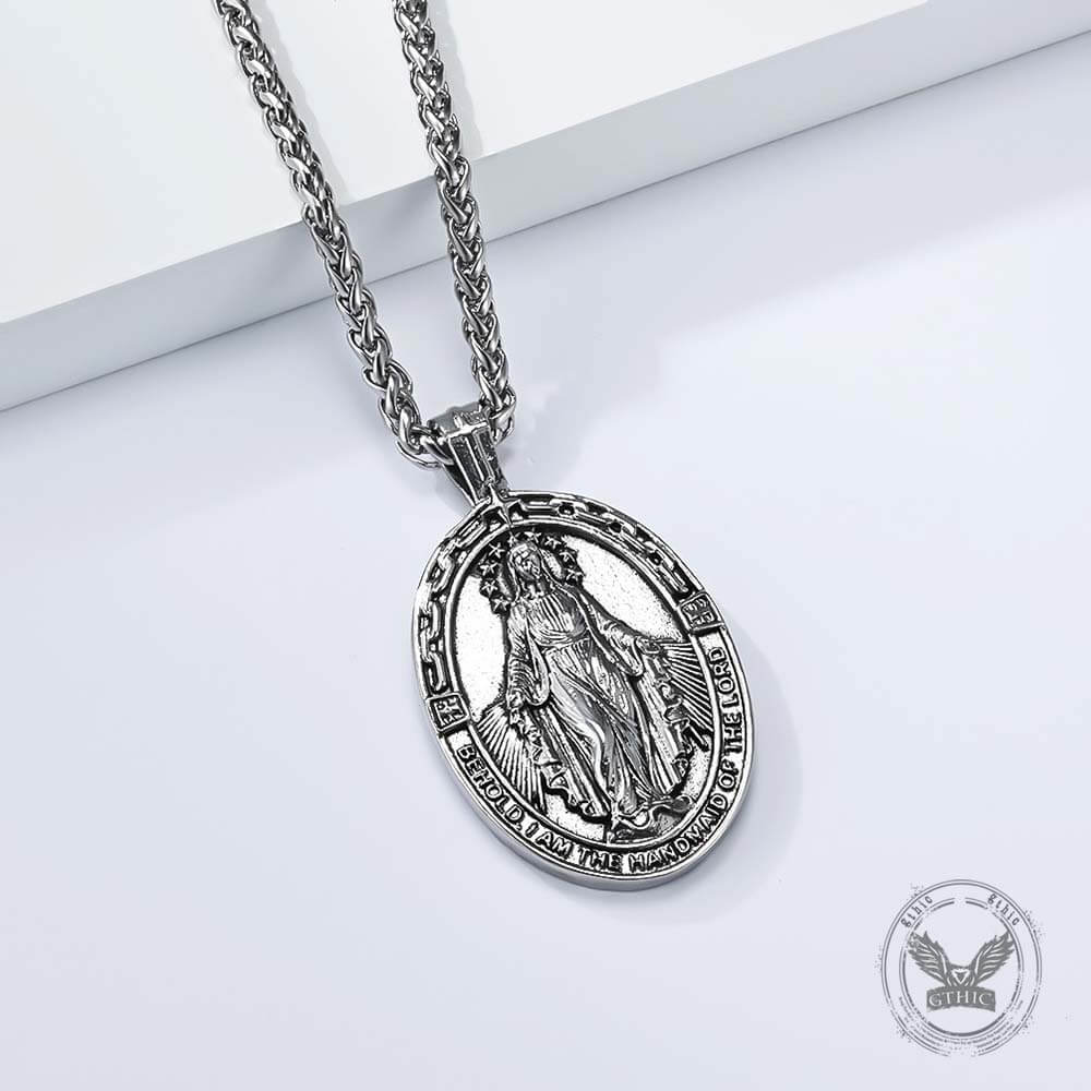 Vintage Virgin Mary Stainless Steel Religion Pendant | Gthic.com