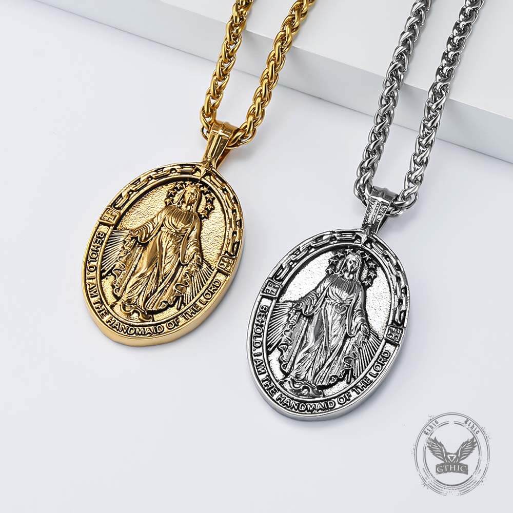 Vintage Virgin Mary Stainless Steel Religion Pendant | Gthic.com