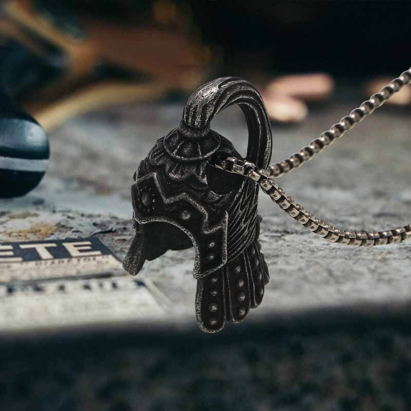 Vintage Warrior Helmet Stainless Steel Pendant