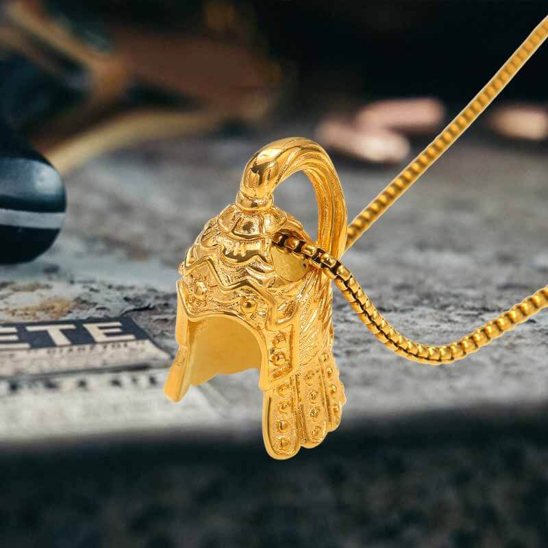 Vintage Warrior Helmet Stainless Steel Pendant