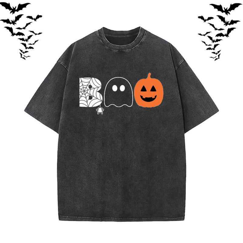Vintage Washed Bad Ghost Pumpkin T-shirt Vest Top | Gthic.com