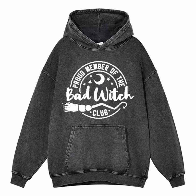 Vintage Washed Bad Witch Hoodie | Gthic.com