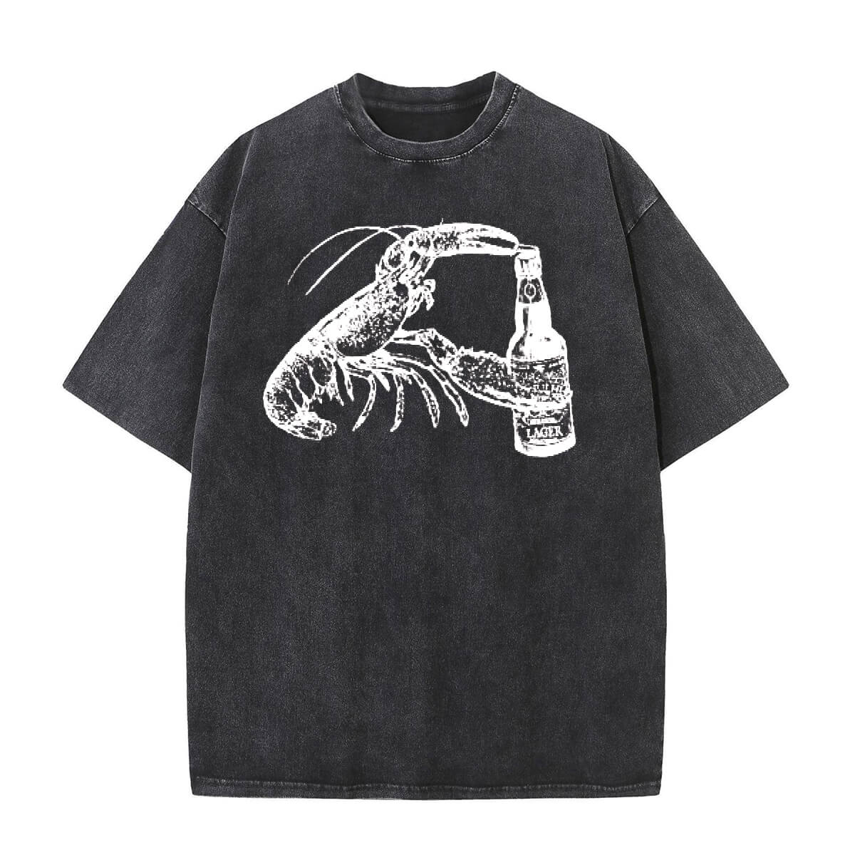 Vintage Washed Beer-drinking Lobster T-shirt | Gthic.com