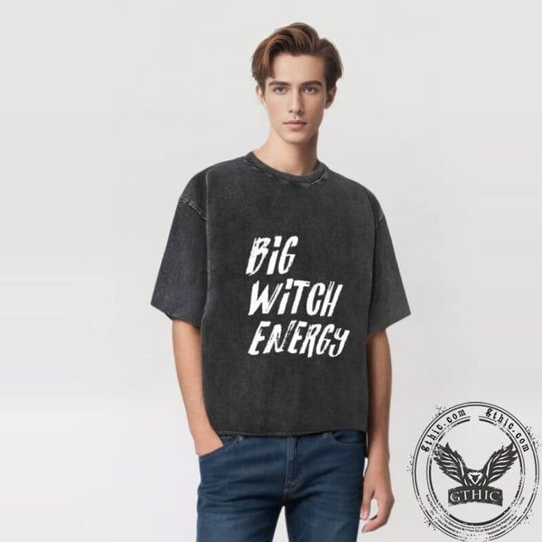 Vintage Washed Big Witch Energy T-shirt | Gthic.com
