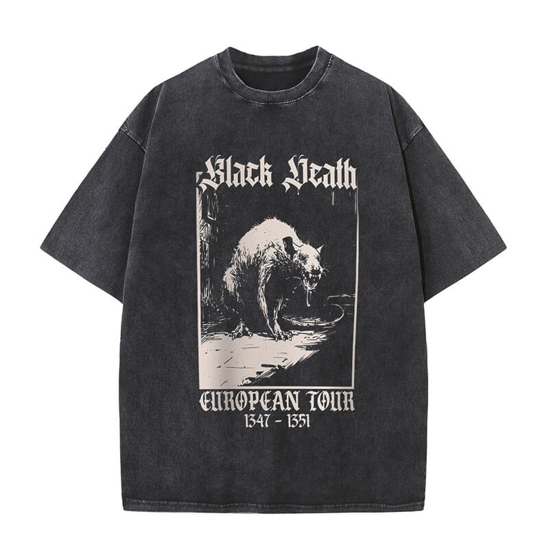 Vintage Washed Black Death Rat T-shirt | Gthic.com