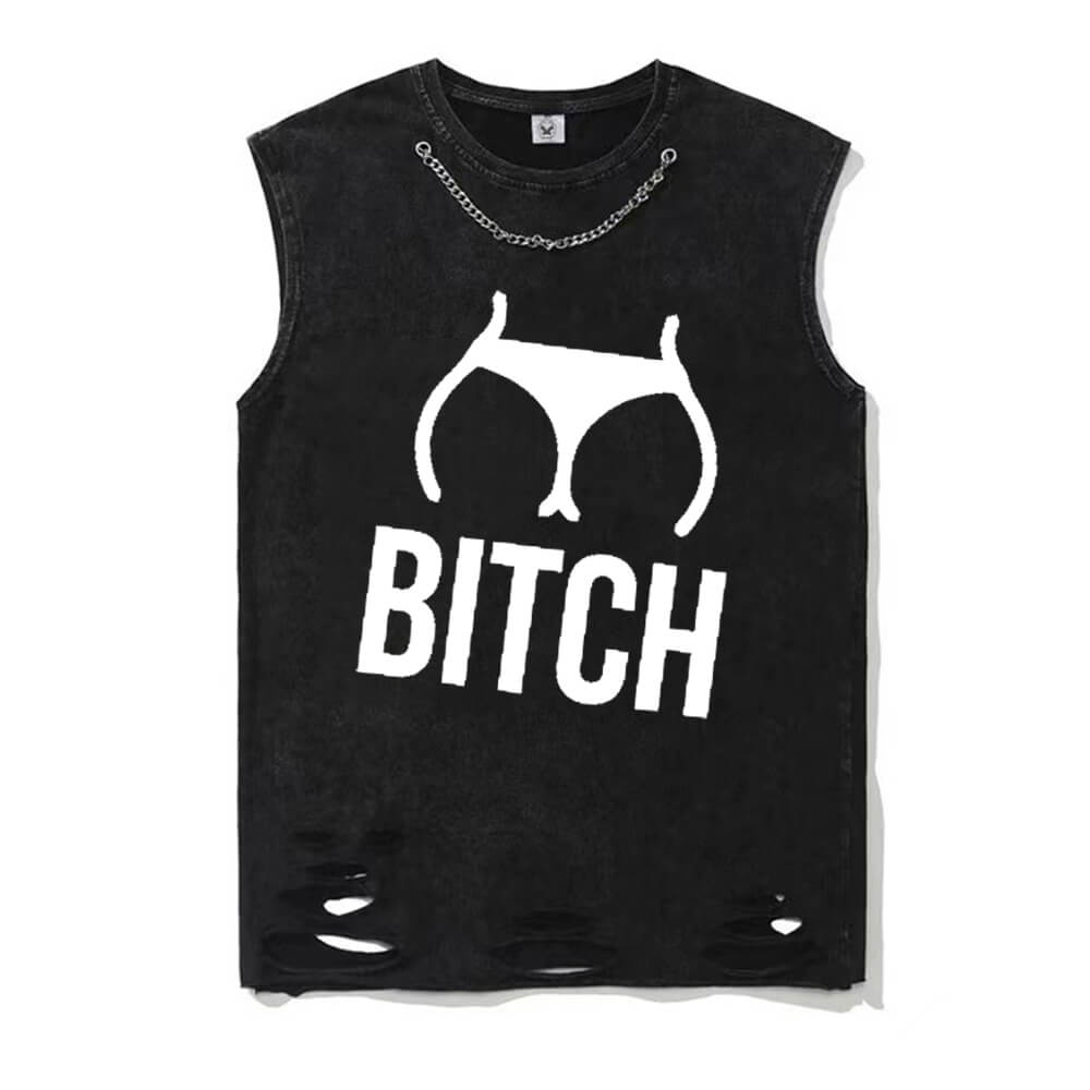 Vintage Washed Butt Bitch Short Sleeve T-shirt Vest