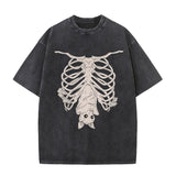 Vintage Washed Creepy Bat Skeleton T-Shirt | Gthic.com