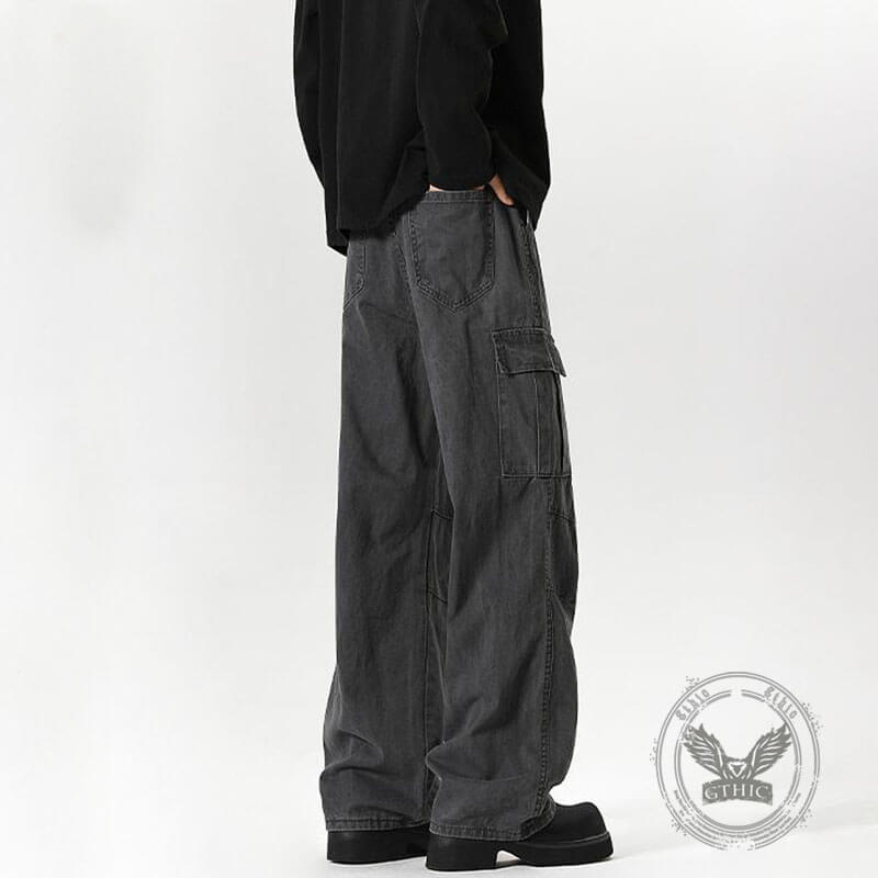 Pantaloni punk da uomo in cotone con stampa teschio patch