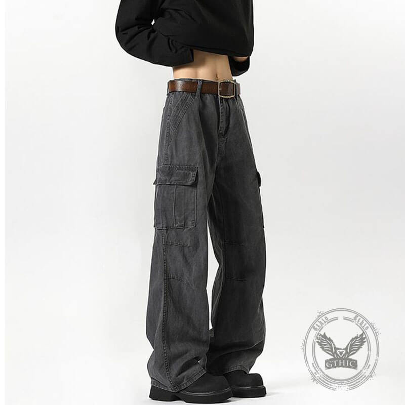 Pantaloni punk da uomo in cotone con stampa teschio patch