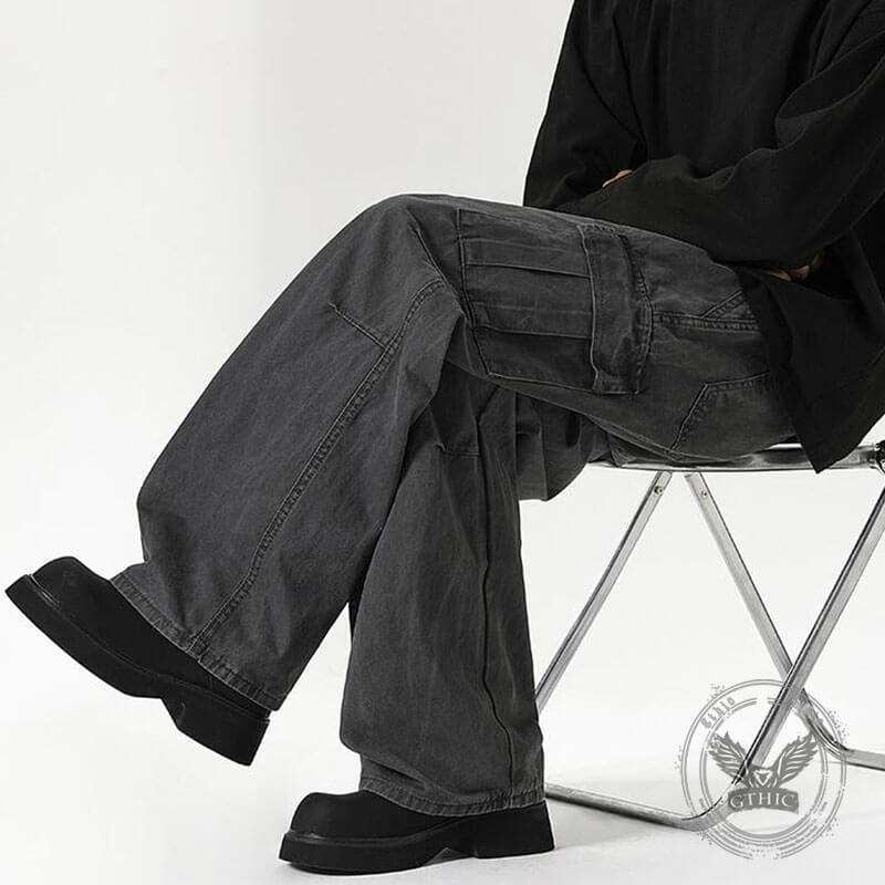 Pantaloni punk da uomo in cotone con stampa teschio patch