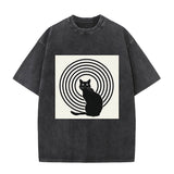 Vintage Washed Dreaming Cat T-shirt | Gthic.com