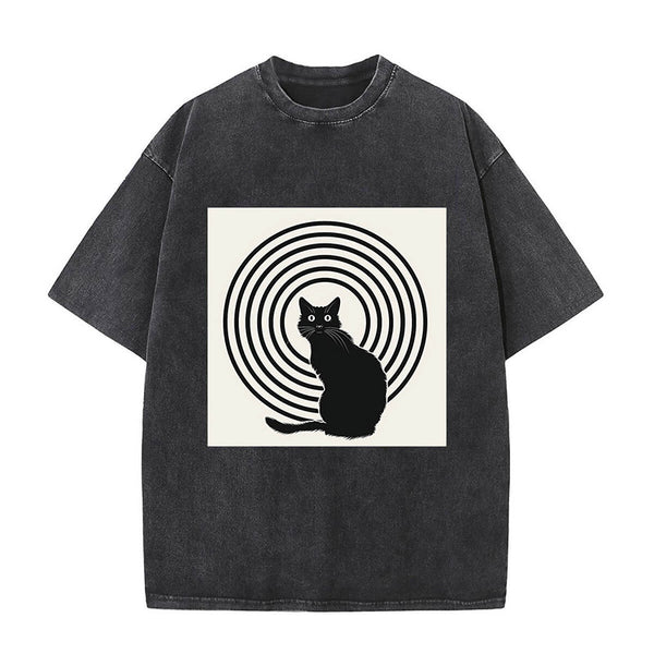 Vintage Washed Dreaming Cat T-shirt | Gthic.com