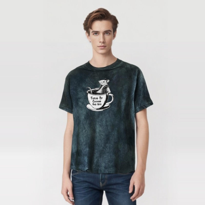 Vintage Washed Fueled By Caffeine And Hate Short Sleeve T-shirt | Gthic.com