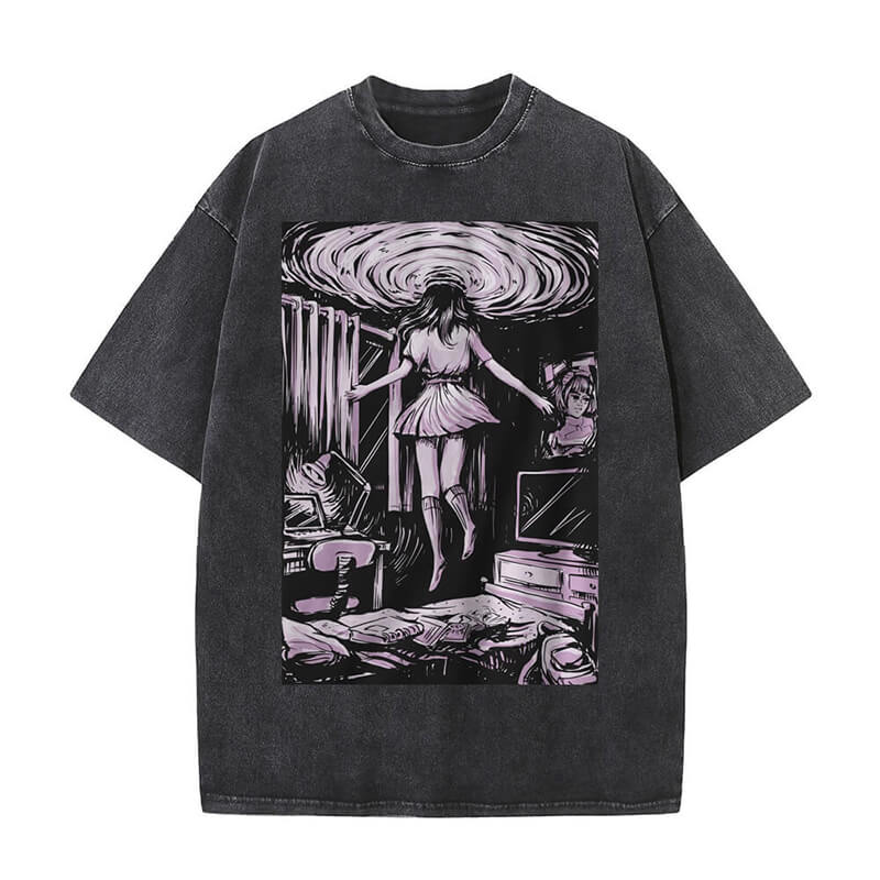 Vintage Washed Girl Sucked Into Whirlpool T-shirt | Gthic.com