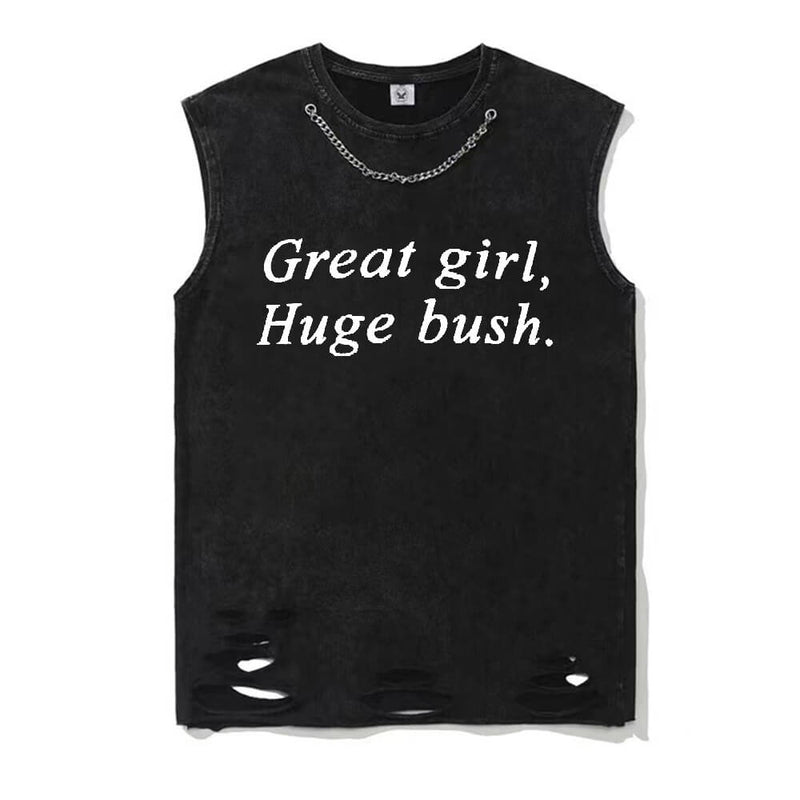 Vintage Washed Great Girl Huge Bush Short Sleeve T-shirt Vest | Gthic.com