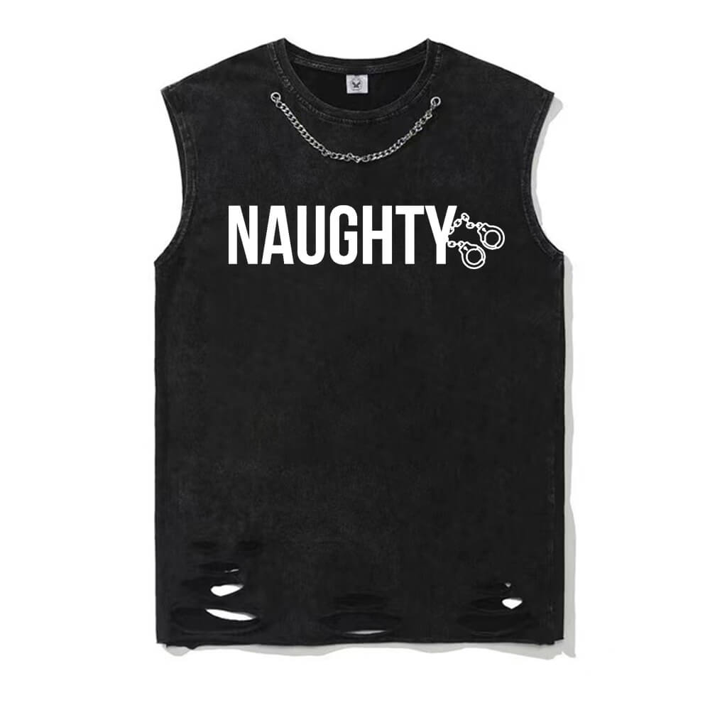 Vintage Washed Naughty Handcuffs Vest