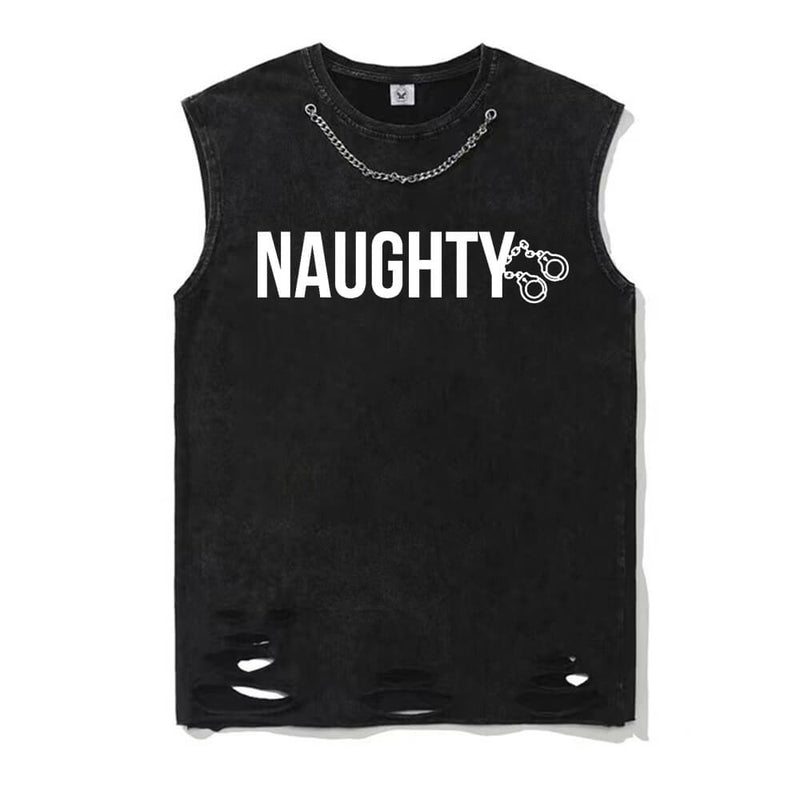 Vintage Washed Naughty Handcuffs T-shirt Vest