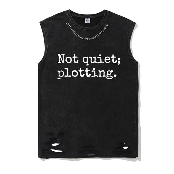 Vintage Washed Not Quiet Plotting Short Sleeve T-shirt Vest | Gthic.com