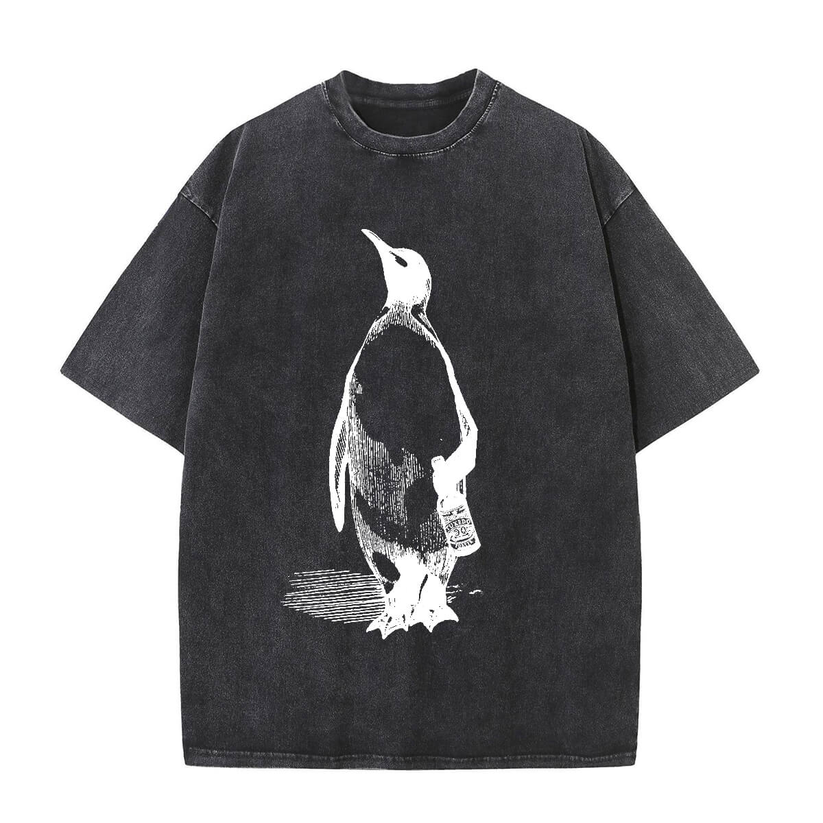 Vintage Washed Penguin Drinking Beer T-shirt | Gthic.com