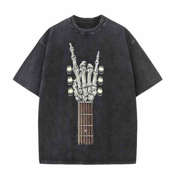 Vintage Washed Rock on Guitar Skull T-shirt | Gthic.com