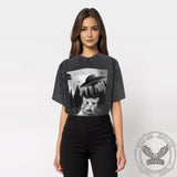 Vintage Washed Scared Cat T-shirt | Gthic.com