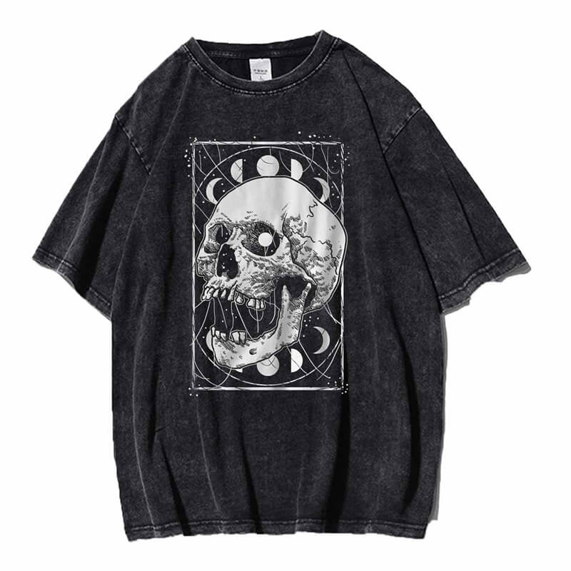Vintage Washed Skull Head Print Sweatshirt T-shirt | Gthic.com