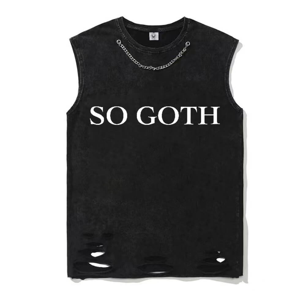 Vintage Washed So Goth Short Sleeve T-shirt Vest | Gthic.com