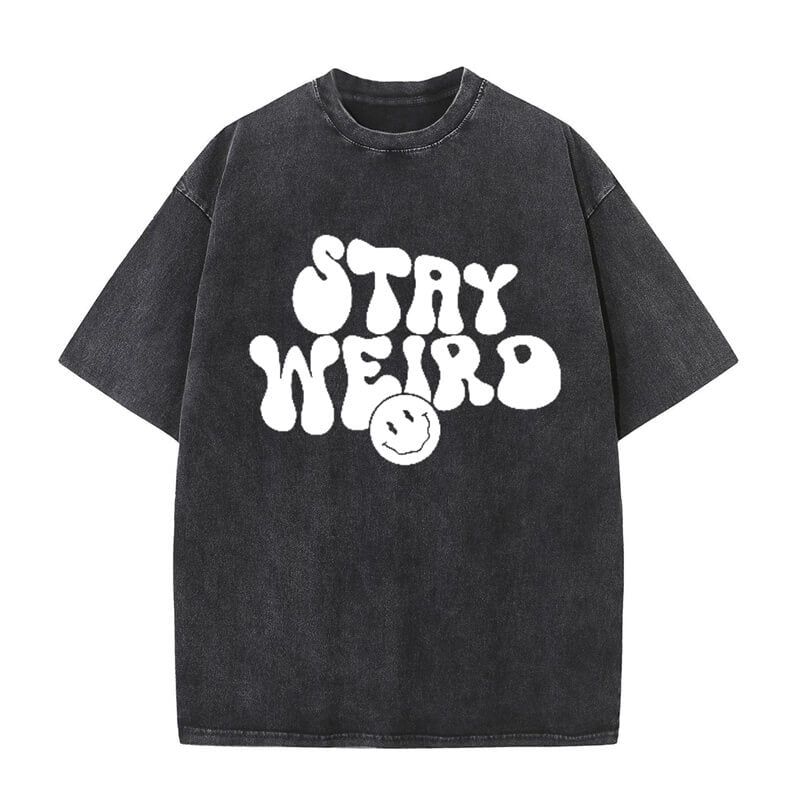 Vintage Washed Stay Weird Print T-shirt | Gthic.com