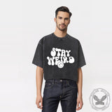 Vintage Washed Stay Weird Print T-shirt