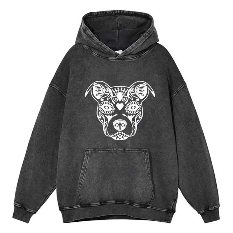 Vintage Washed Sugar Skull Animal Hoodie | Gthic.com